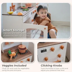 Little Chef Normandy Wooden Play Kitchen with Modular Fridge & Sink - Pink