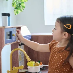 Little Chef Normandy Wooden Play Kitchen with Modular Fridge & Sink - Blue