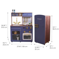 Little Chef Normandy Wooden Play Kitchen with Modular Fridge & Sink - Blue