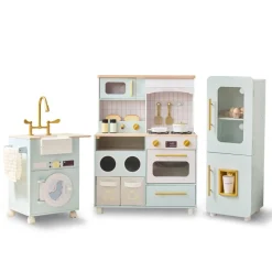 Little Chef Savannah Wooden Play Kitchen with 3 Modular Pieces - Light Blue