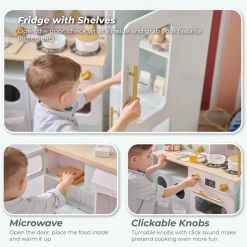 Little Chef Savannah Wooden Play Kitchen with 3 Modular Pieces - Light Blue