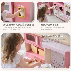 Little Chef Savannah Wooden Play Kitchen with 3 Modular Pieces - Pink