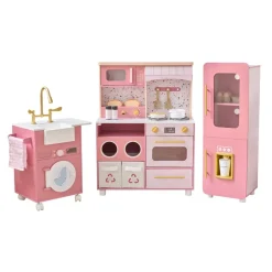 Little Chef Savannah Wooden Play Kitchen with 3 Modular Pieces - Pink