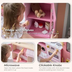 Little Chef Savannah Wooden Play Kitchen with 3 Modular Pieces - Pink