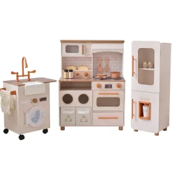 Little Chef Savannah Wooden Play Kitchen with 3 Modular Pieces - Cream