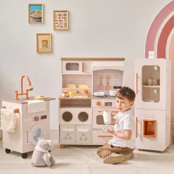 Little Chef Savannah Wooden Play Kitchen with 3 Modular Pieces - Cream