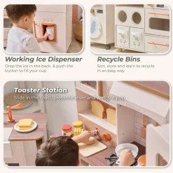 Little Chef Savannah Wooden Play Kitchen with 3 Modular Pieces - Cream