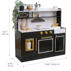 Little Chef St. Louis Wooden Play Kitchen with Sink & Ice Dispenser - Black