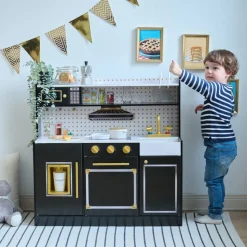 Little Chef St. Louis Wooden Play Kitchen with Sink & Ice Dispenser - Black