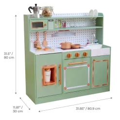 Little Chef St. Louis Wooden Play Kitchen with Sink & Ice Dispenser - Green