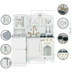 Little Chef Upper East Retro Play Kitchen - White / Gold