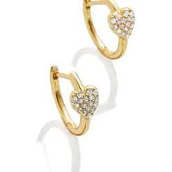 Little Hearts Big Feelings 18K Gold Kids' Hoop Earrings - Clear/Gold