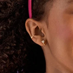 Little Hearts Big Feelings 18K Gold Kids' Hoop Earrings - Clear/Gold