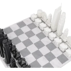 Los Angeles Edition Acrylic Chess Set with Marble Hatch Board