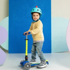 Mini Deluxe Foldable LED Scooter - Neon Canary Yellow/Blue