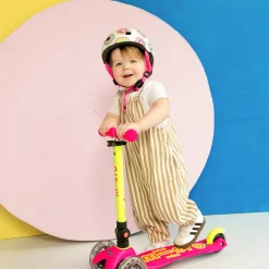 Mini Deluxe Foldable LED Scooter - Neon Flamingo Pink/Yellow