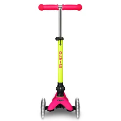 Mini Deluxe Foldable LED Scooter - Neon Flamingo Pink/Yellow