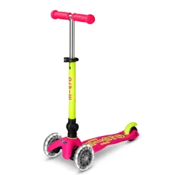 Mini Deluxe Foldable LED Scooter - Neon Flamingo Pink/Yellow