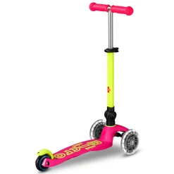 Mini Deluxe Foldable LED Scooter - Neon Flamingo Pink/Yellow