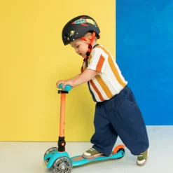 Mini Deluxe Foldable LED Scooter - Neon Sunset Orange/Aqua