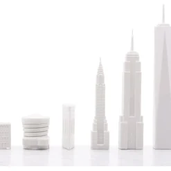 New York City Edition Acrylic Chess Set with Marble Hatch Board