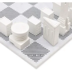 New York City Edition Acrylic Chess Set with Marble Hatch Board
