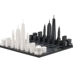 New York City Edition Acrylic Chess Set with Wood Map Board