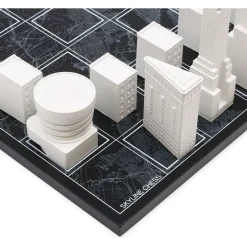 New York City Edition Acrylic Chess Set with Wood Map Board