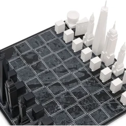 New York City Edition Acrylic Chess Set with Wood Map Board