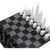 New York Versus Los Angeles Acrylic Chess Set with Black and White Wood Hatch Board