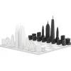 New York Versus Los Angeles Acrylic Chess Set with Marble Hatch Board