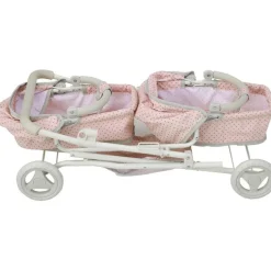 Olivia's Little World Polka Dot Princess Baby Doll Twin Bassinet Stroller