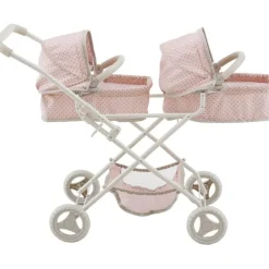 Olivia's Little World Polka Dot Princess Baby Doll Twin Bassinet Stroller