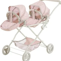 Olivia's Little World Polka Dot Princess Baby Doll Twin Bassinet Stroller