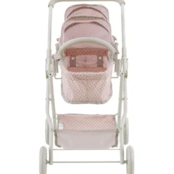 Olivia's Little World Polka Dot Princess Baby Doll Twin Bassinet Stroller