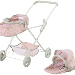 Olivia's Little World Polka Dot Princess Baby Doll Twin Bassinet Stroller