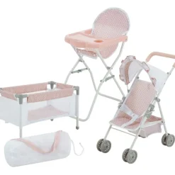 Olivia's Little World Polka Dot Princess Baby Doll 3 Piece Nursery Set - Pink