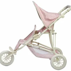 Olivia's Little World - Polka Dots Princess Baby Doll Twin Jogging Stroller - Pink & Grey