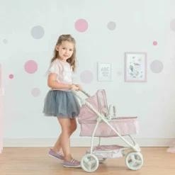 Olivia's Little World - Polka Dots Princess 2-in-1 Baby Doll Stroller - Pink/Gray