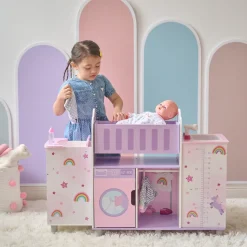 Olivia's Little World Wood Doll Nursery with Cradle, Sink & Closet