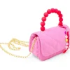 Pearl Handle Message Charm Handbag - Hot Pink