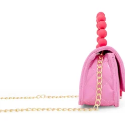 Pearl Handle Message Charm Handbag - Hot Pink