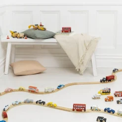 7 Piece Wood Construction Toy Cars, Trucks & Diggers Set