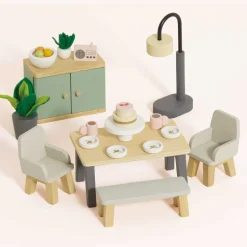 18-Piece Wooden Dollhouse Dining Room Set