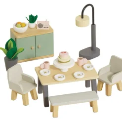 18-Piece Wooden Dollhouse Dining Room Set