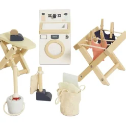 16 Piece Wooden Dollhouse Laundry Room Set