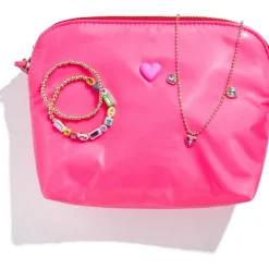 Pink Pouch with Jewelry Set