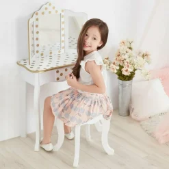 Polka Dot Gisele Play Vanity Set - White/Gold