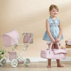 Polka Dots Princess Deluxe Baby Doll Stroller - Pink