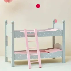 Polka Dots Princess Double Bunk Bed for 18" Dolls - Gray